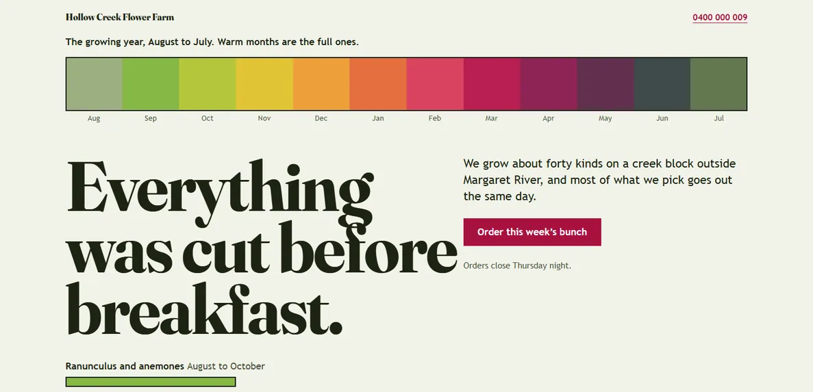 The Field website design for growers and florists